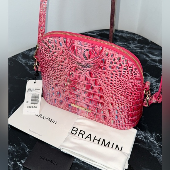 BRAHMIN Melbourne Small Georgina Leather Crossbody Magenta Pink Bag AUTHENTIC - Picture 7 of 14
